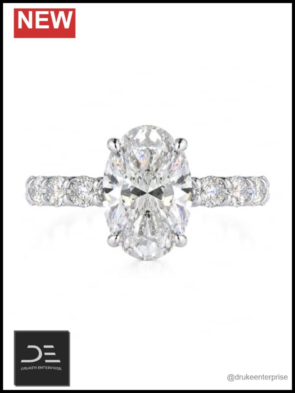 Oval Cut 3.5CT CZ Engagement Ring 925 Sterling Silver 18K Gold Plated